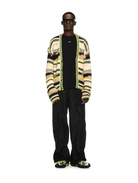 OFF WHITE Green Premium Quality Striped Knit Cardigan BROWN OMHE20AS25KNI002