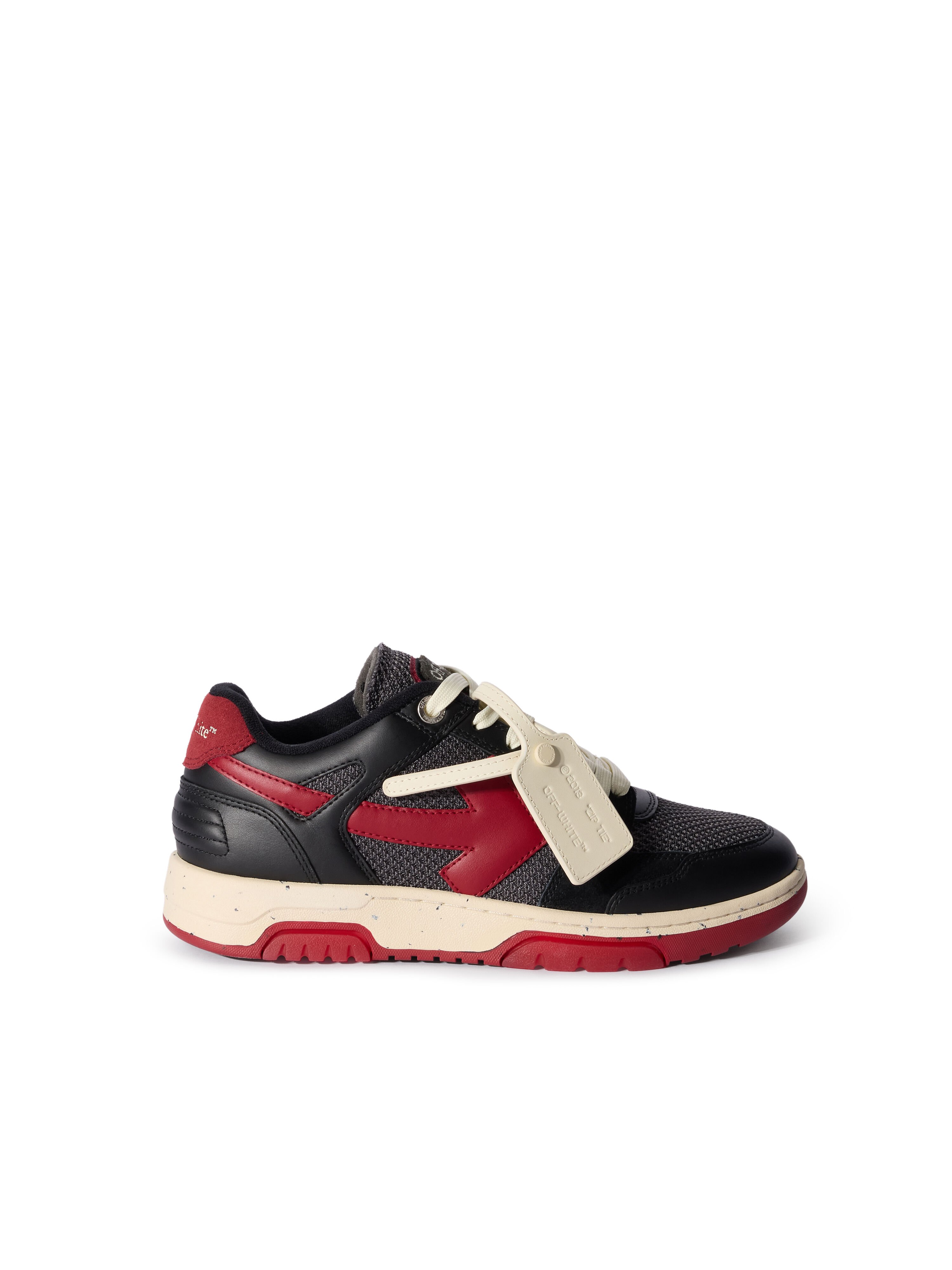 OFF WHITE Out Of Office Slim Sneakers GREY MELANGE - CORAL RED OMIA243F25LEA001