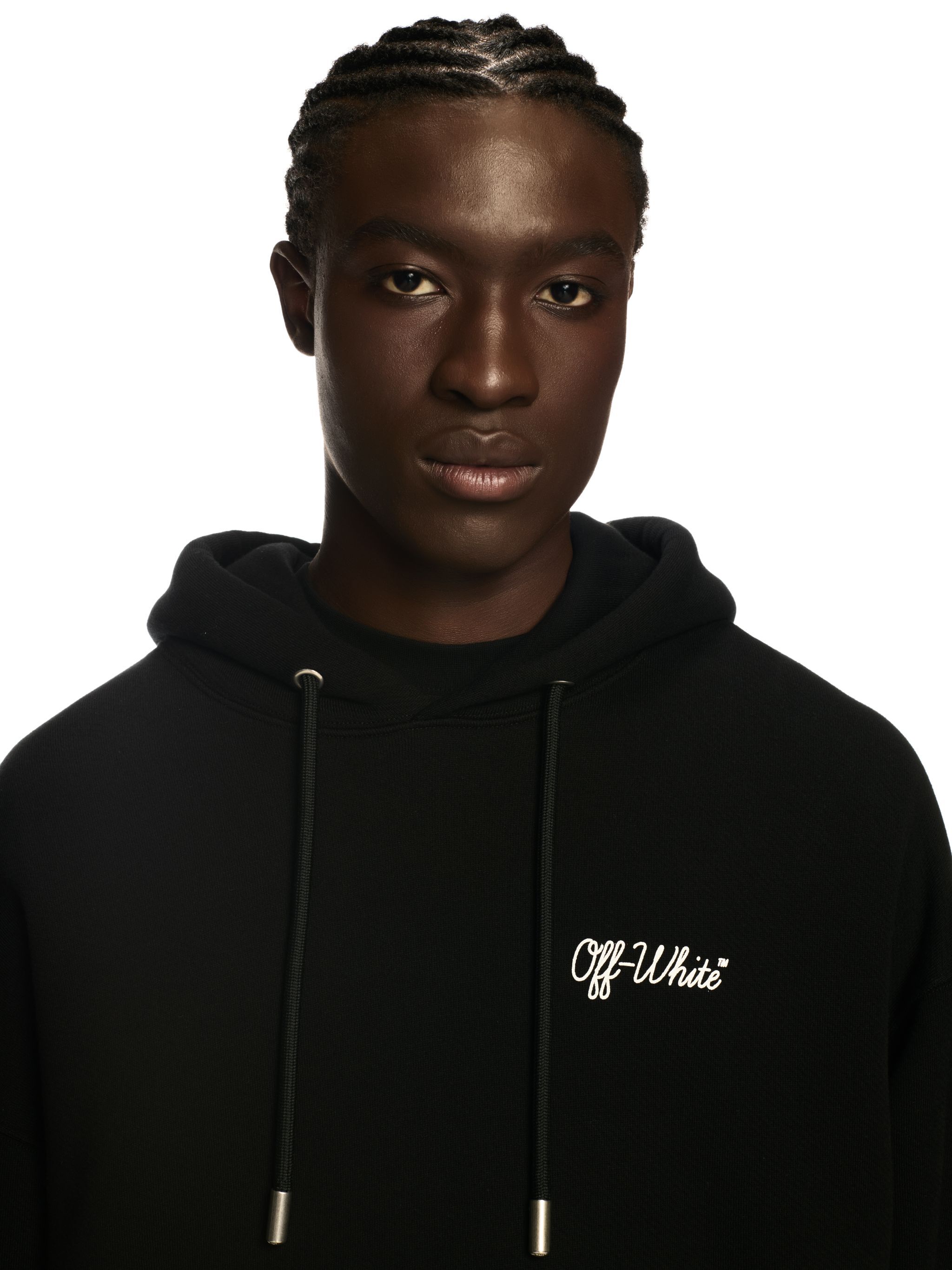 OFF WHITE Black Script Hoodie BLACK OMBB085C99FLE019