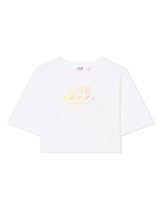 LAB L/AB Gradient Logo Cropped T-Shirt Bright White LABF2639A00037T