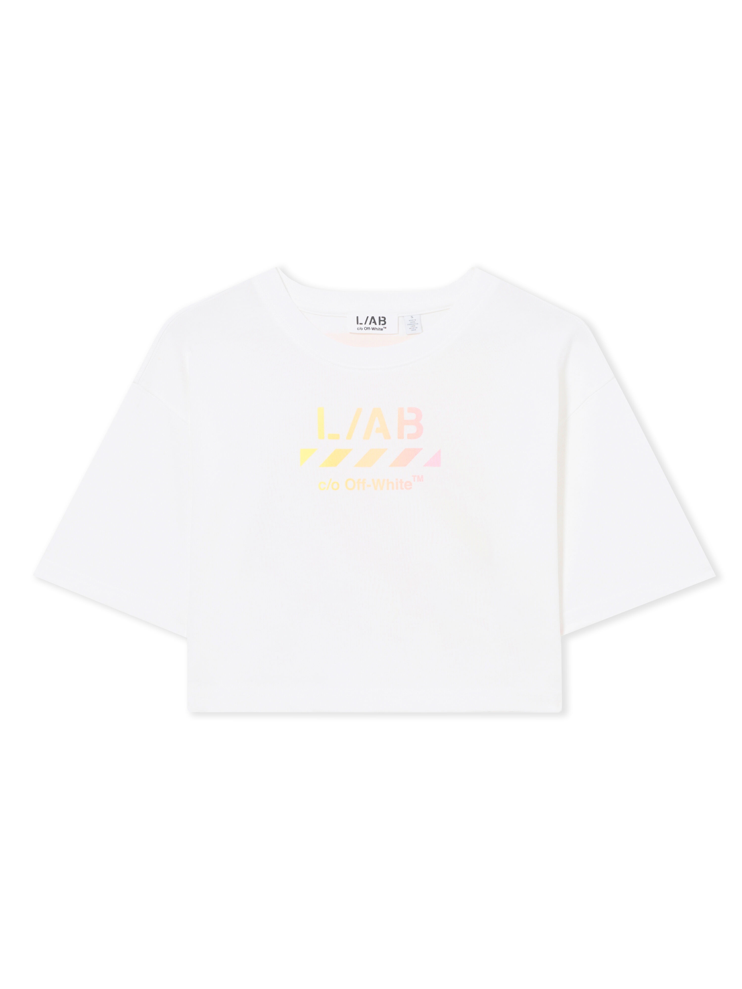 LAB L/AB Gradient Logo Cropped T-Shirt Bright White LABF2639A00037T