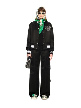 OFF WHITE Giacca Varsity In Raso Nero/Bianco NERO OWEK00FS25FAB001