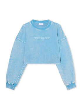 OFF WHITE Ss_Switch Off Crop Crewneck LIGHT BLUE - WHITE OWBA07DT25FLE001