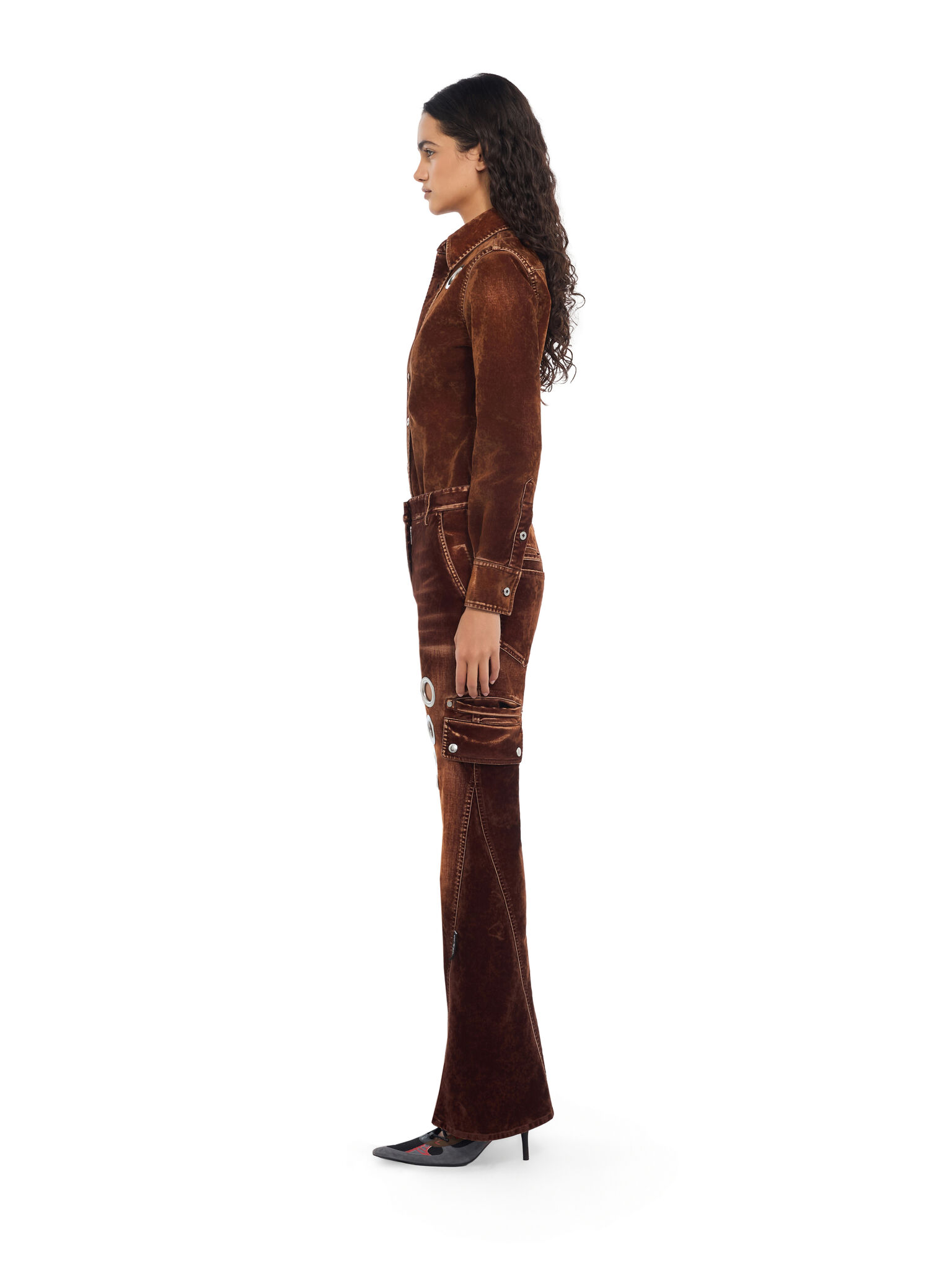 Eyelet Flock Cargo Pants