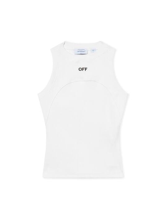 OFF WHITE Off Stamp Rib Round Tank Top White-Black 2AD236C99JER001