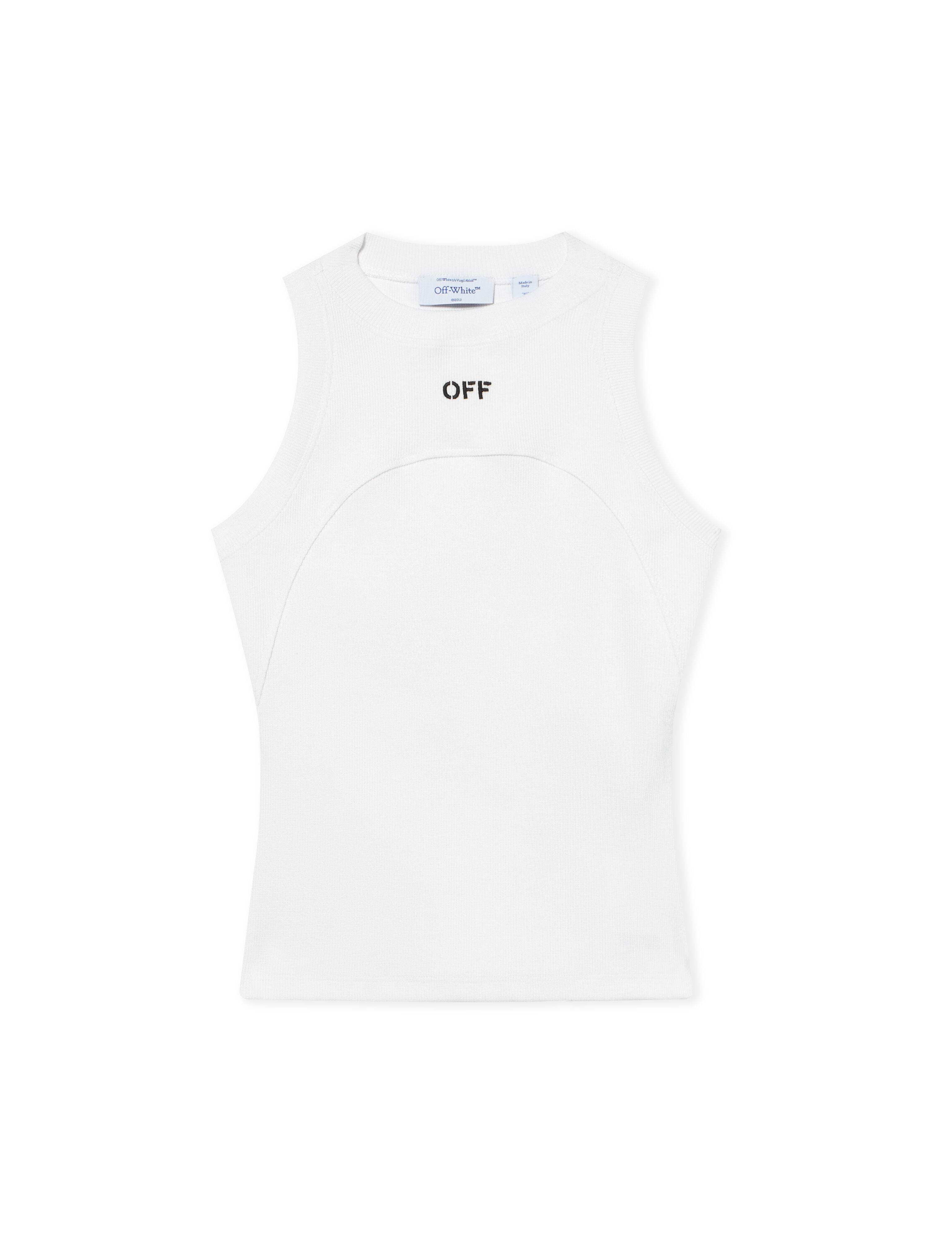 OFF WHITE Off Stamp Rib Round Tank Top White-Black 2AD236C99JER001
