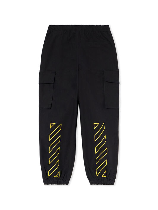 OFF WHITE Diagonal Cargo Logo Pants BLACK - YELLOW OBCF007F25FAB001