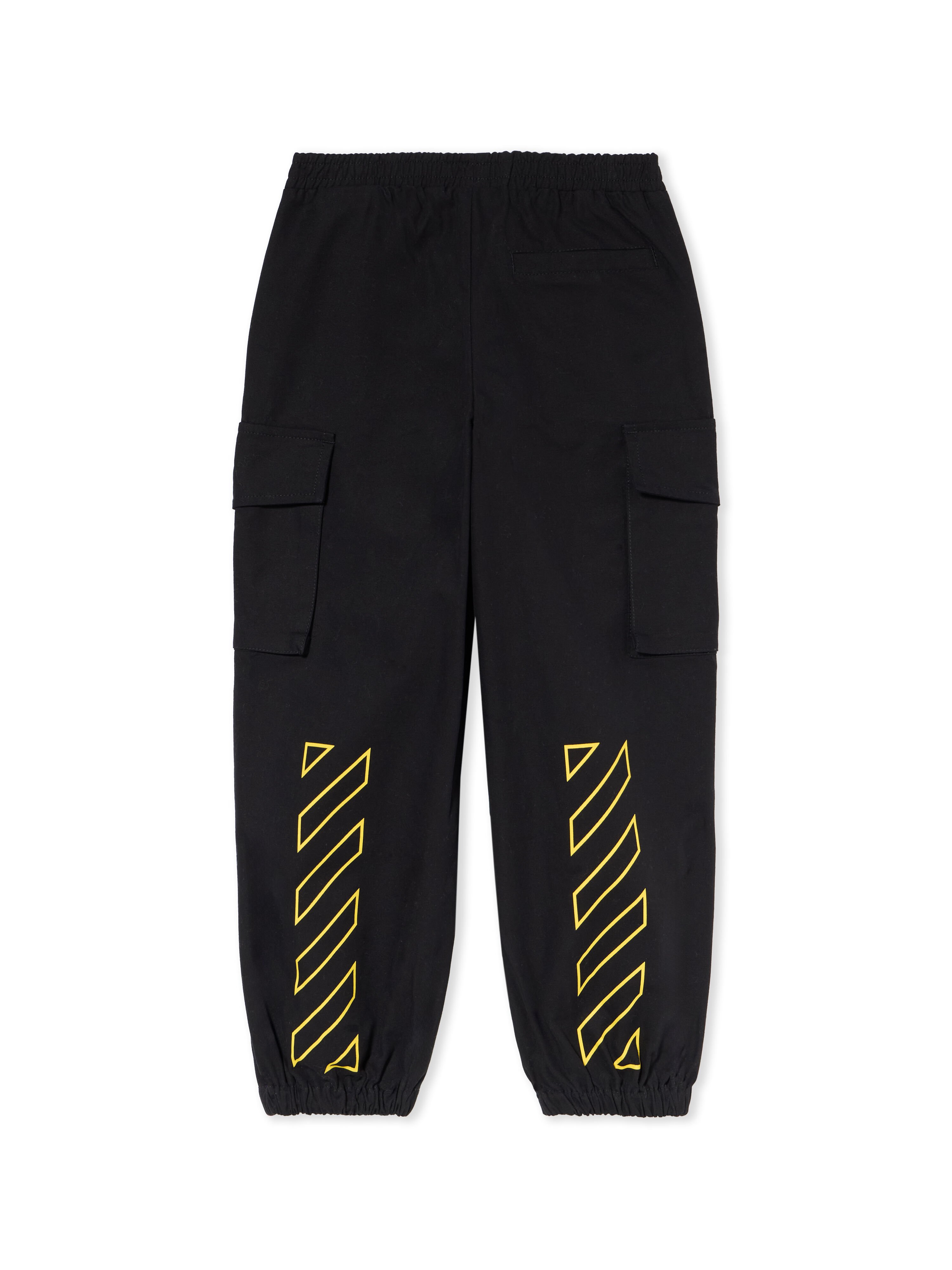 OFF WHITE Diagonal Cargo Logo Pants BLACK - YELLOW OBCF007F25FAB001