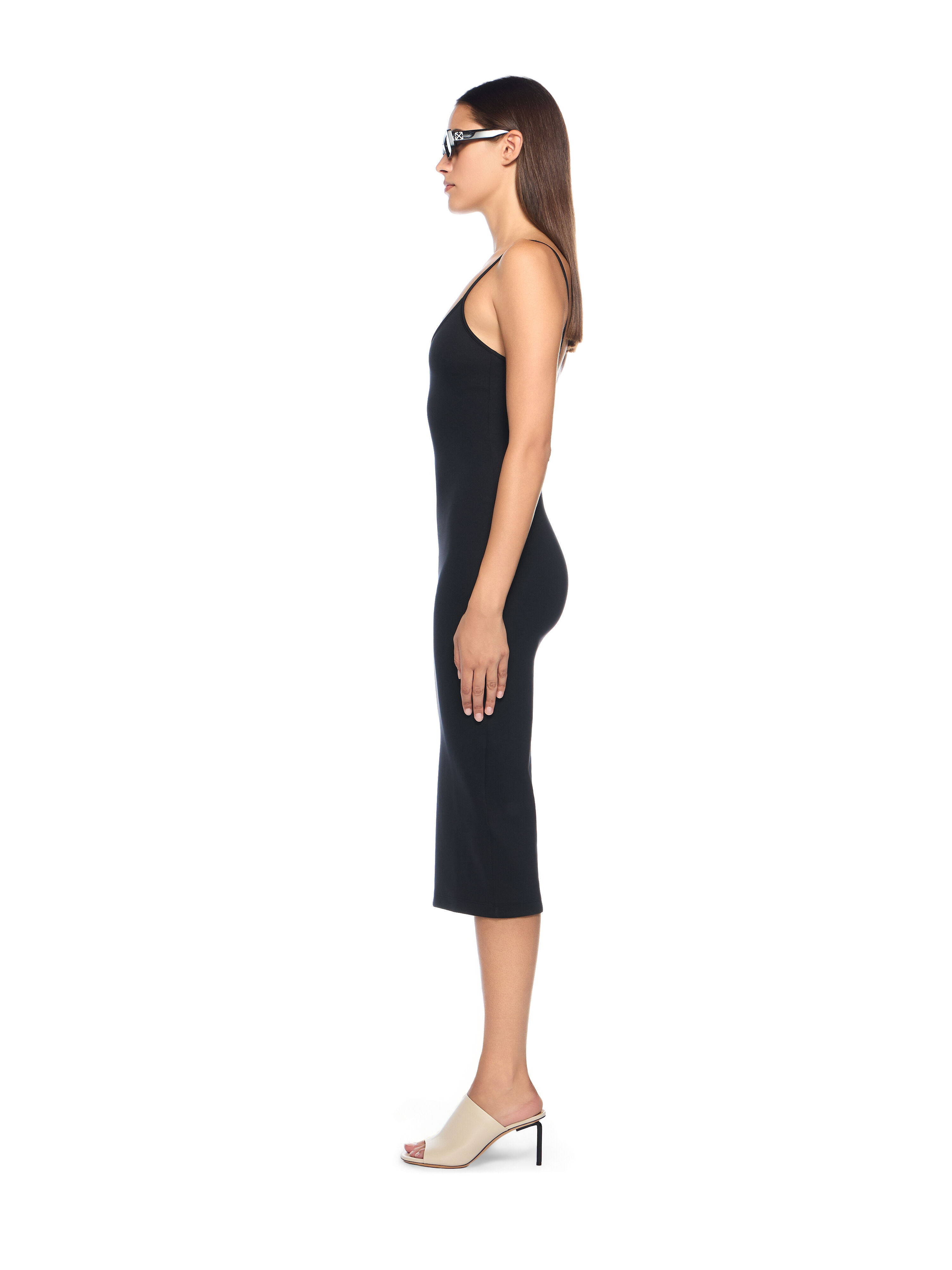 OFF WHITE Sleek Strappy Midi Dress BLACK-WHITE OWDB55FF25JER001