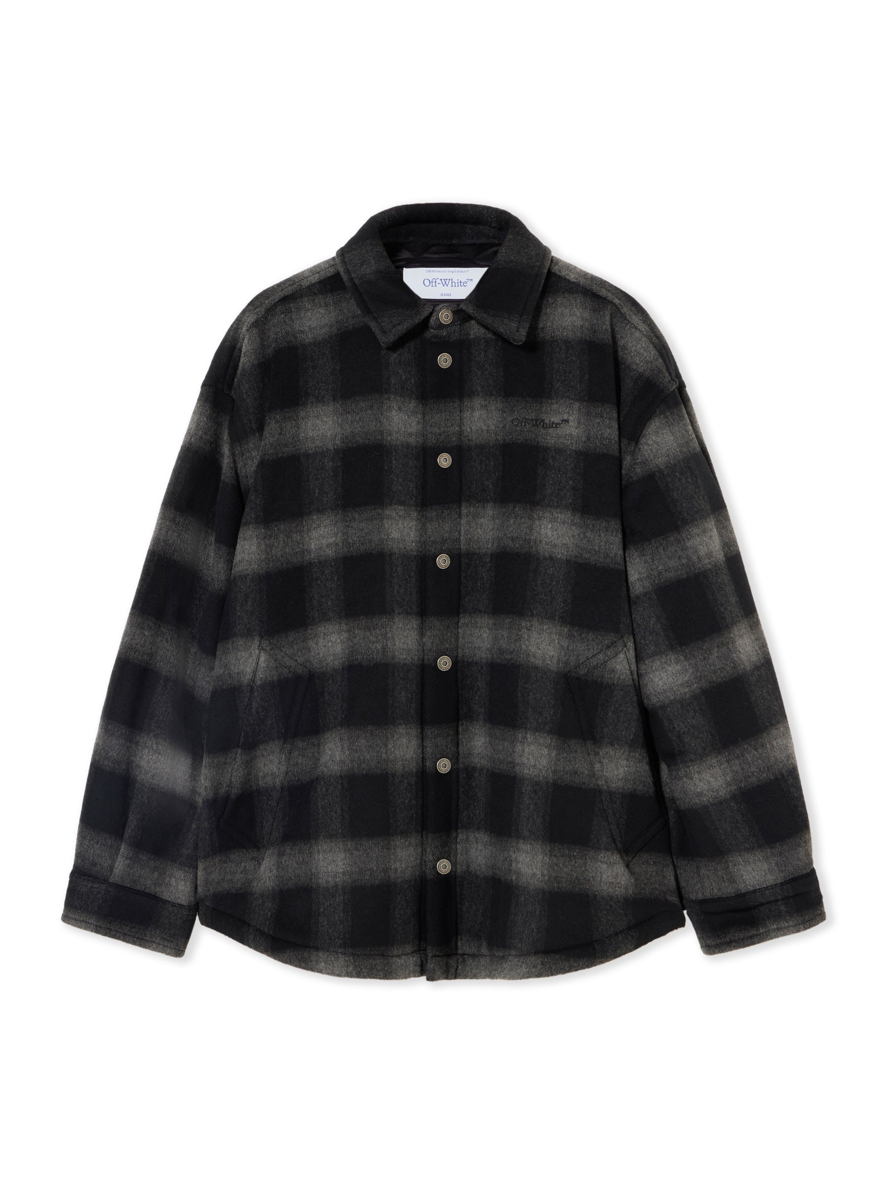 Flannel Wool Padded Overshirt Coat OFF WHITE Flannel Wool Padded Overshirt Coat BLACK 44MER09TF26F001