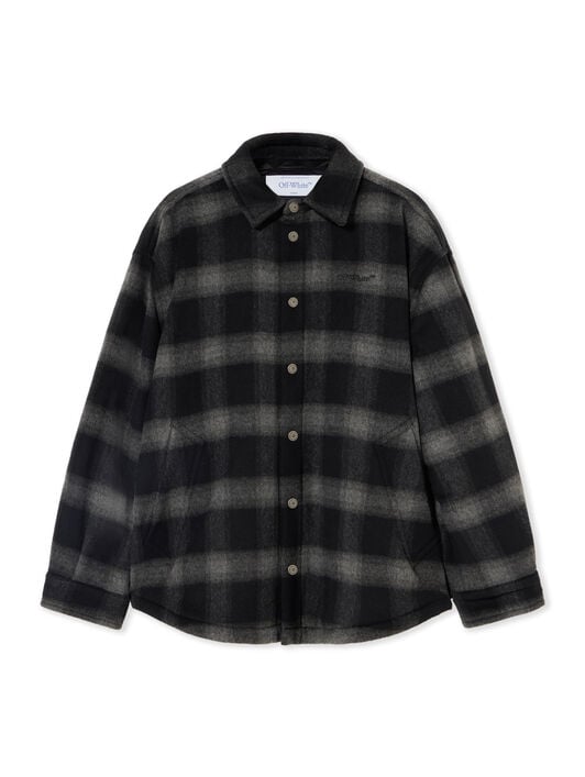 Flannel Wool Padded Overshirt Coat OFF WHITE Flannel Wool Padded Overshirt Coat BLACK 44MER09TF26F001