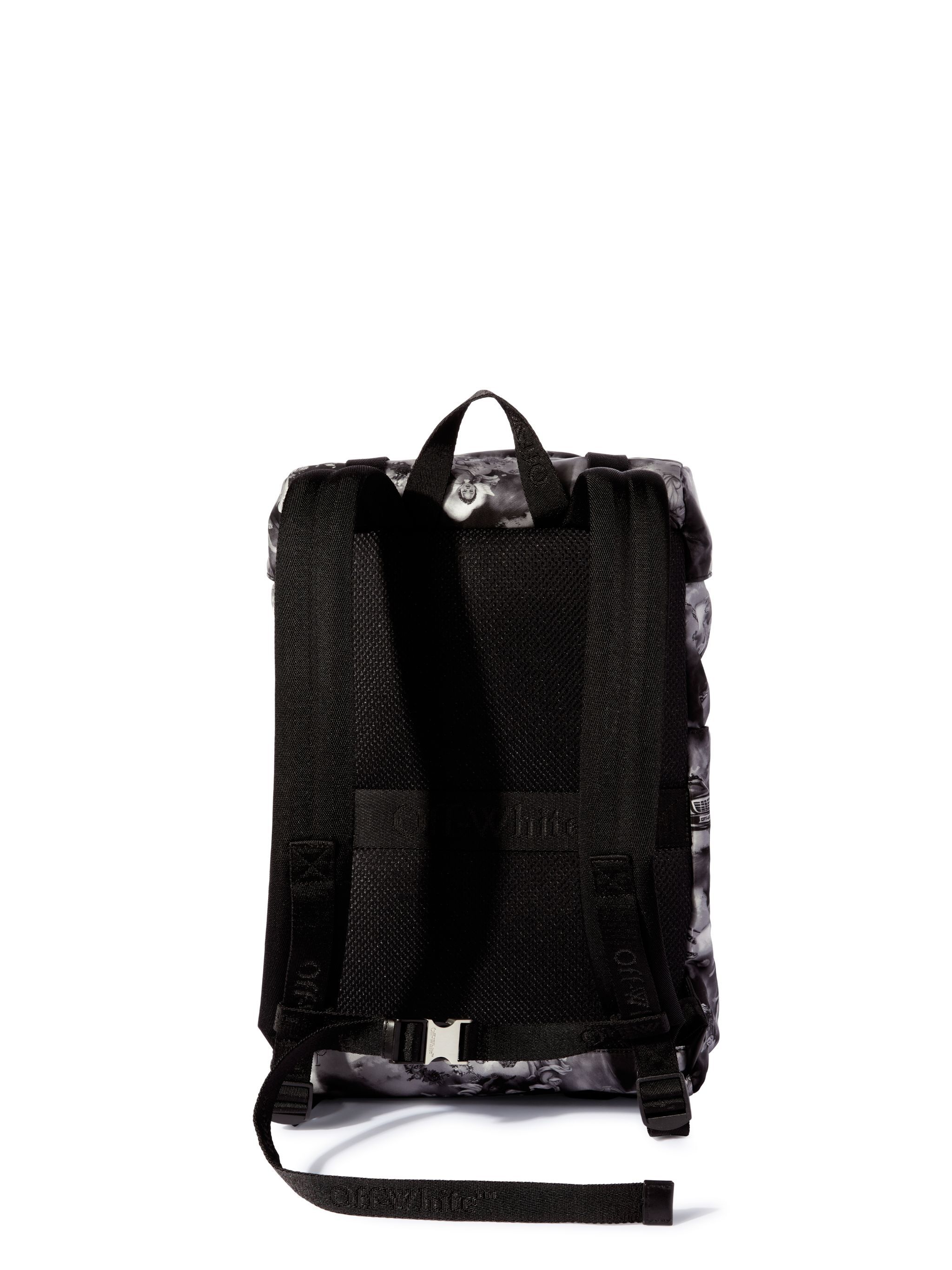OFF WHITE Black Fresco Print Outdoor Backpack BLACK OMNB111S25FAB001