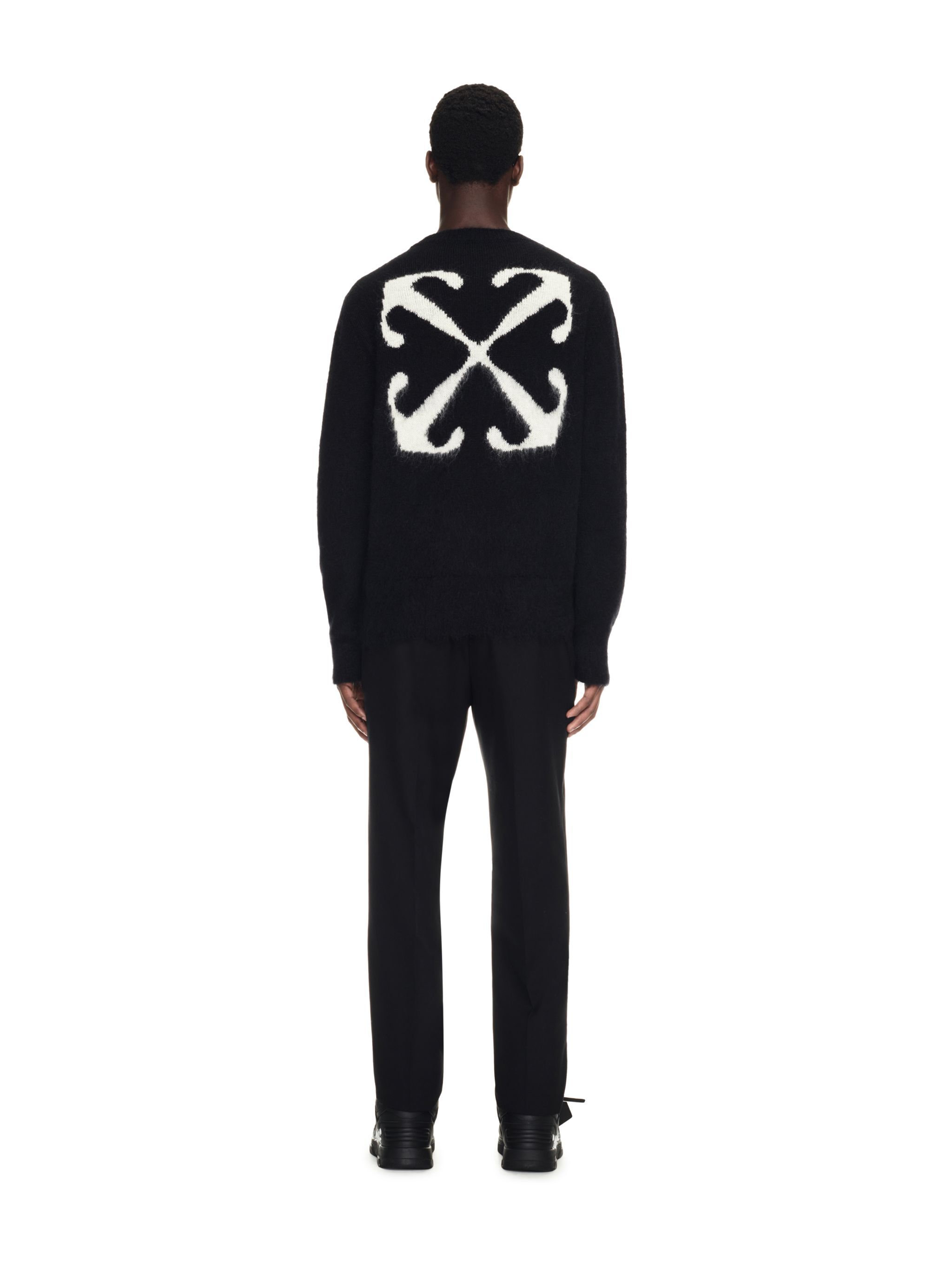 OFF WHITE MOHAIR ARROW KNIT CREWNECK BLACK OMHE170F23KNI001