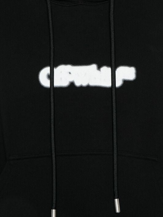 Schwarzer Hoodie Mit Spray-Pfeil OFF WHITE Schwarzer Hoodie Mit Spray-Pfeil BLACK OMBB085S25FLE00I