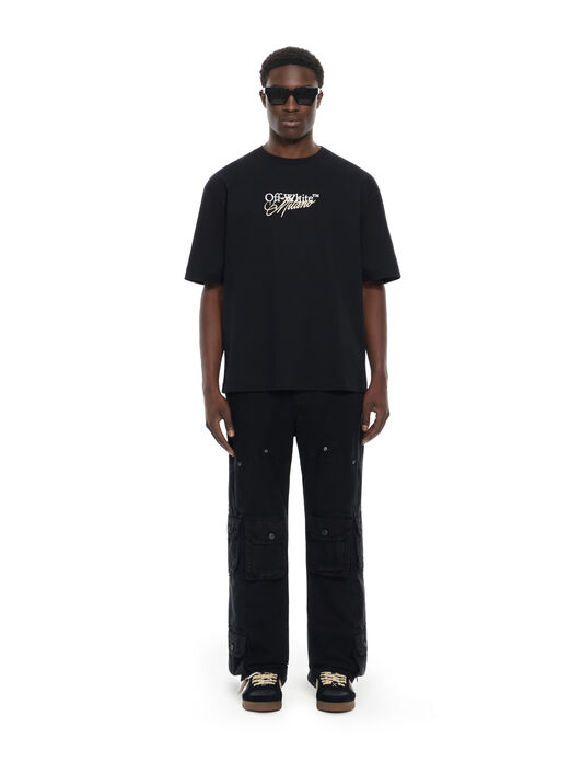OFF WHITE Milano City Garments Skate  T-Shirt BLACK 44MAA120S26J01G
