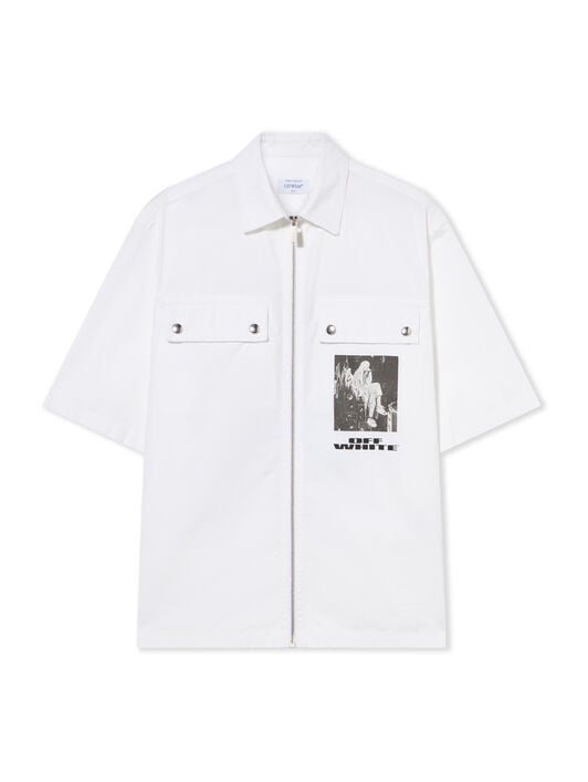 Xerox Star Zip Bowling Shirt OFF WHITE Xerox Star Zip Bowling Shirt WHITE - BLACK OMGG01DF25FAB003