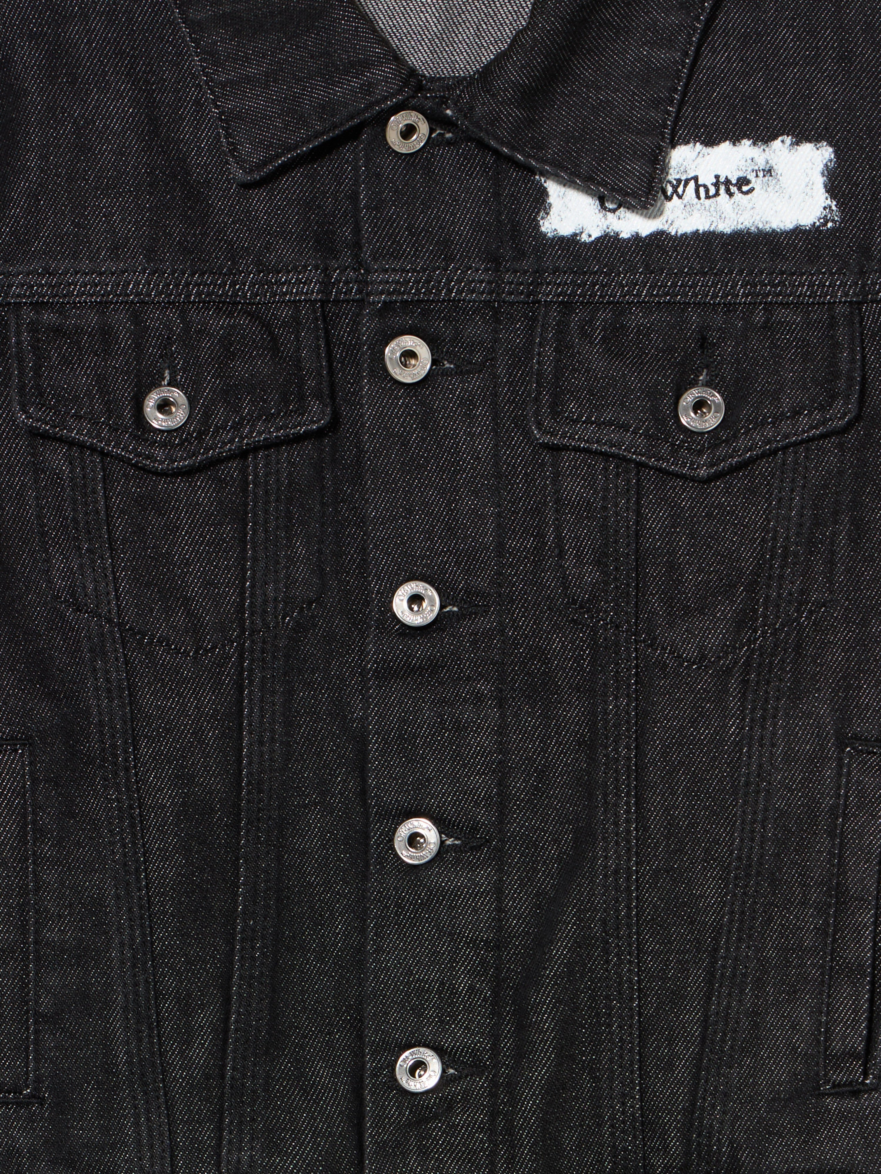 OFF WHITE Diagonal Sponge Denim Jacket BLACK - WHITE OBYE001F25DEN001