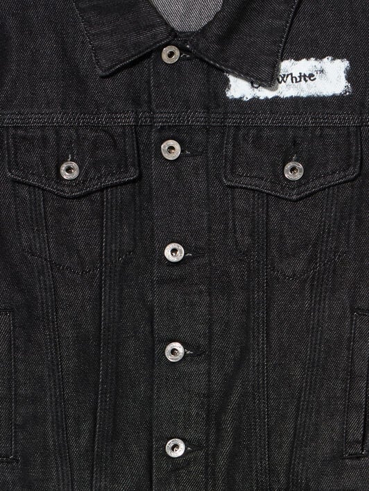 Diagonal Sponge Denim Jacket OFF WHITE Diagonal Sponge Denim Jacket BLACK - WHITE OBYE001F25DEN001