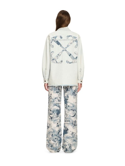 OFF WHITE Weiße Denim Fresco Hemdjacke BLAU OWYQ004S25DEN001