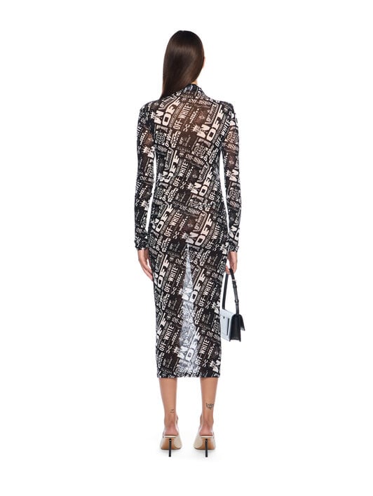 Multilogo Mesh Gather Midi Dress OFF WHITE Multilogo Mesh Gather Midi Dress MULTILOGO-NO COLOR OWDB55EF25JER002