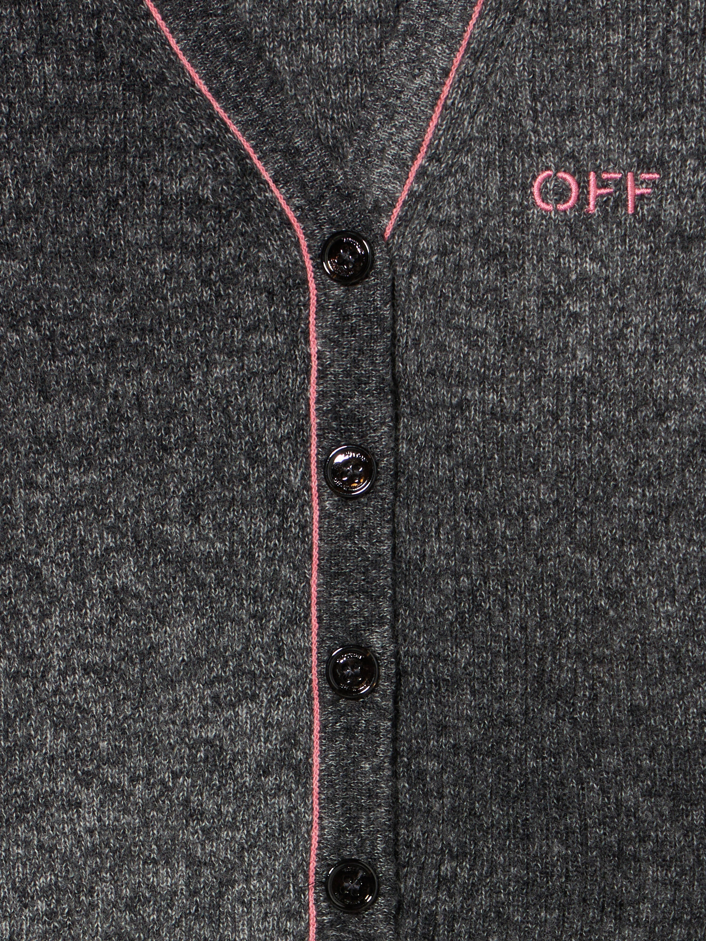 OFF WHITE Embroidered Wool Cardigan DARK GREY - FUCHSIA OGHB006F25KNI001
