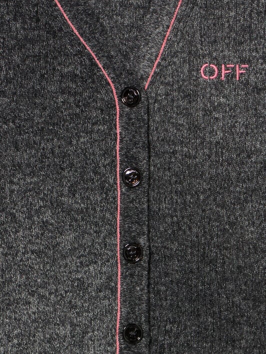 Embroidered Wool Cardigan OFF WHITE Embroidered Wool Cardigan DARK GREY - FUCHSIA OGHB006F25KNI001
