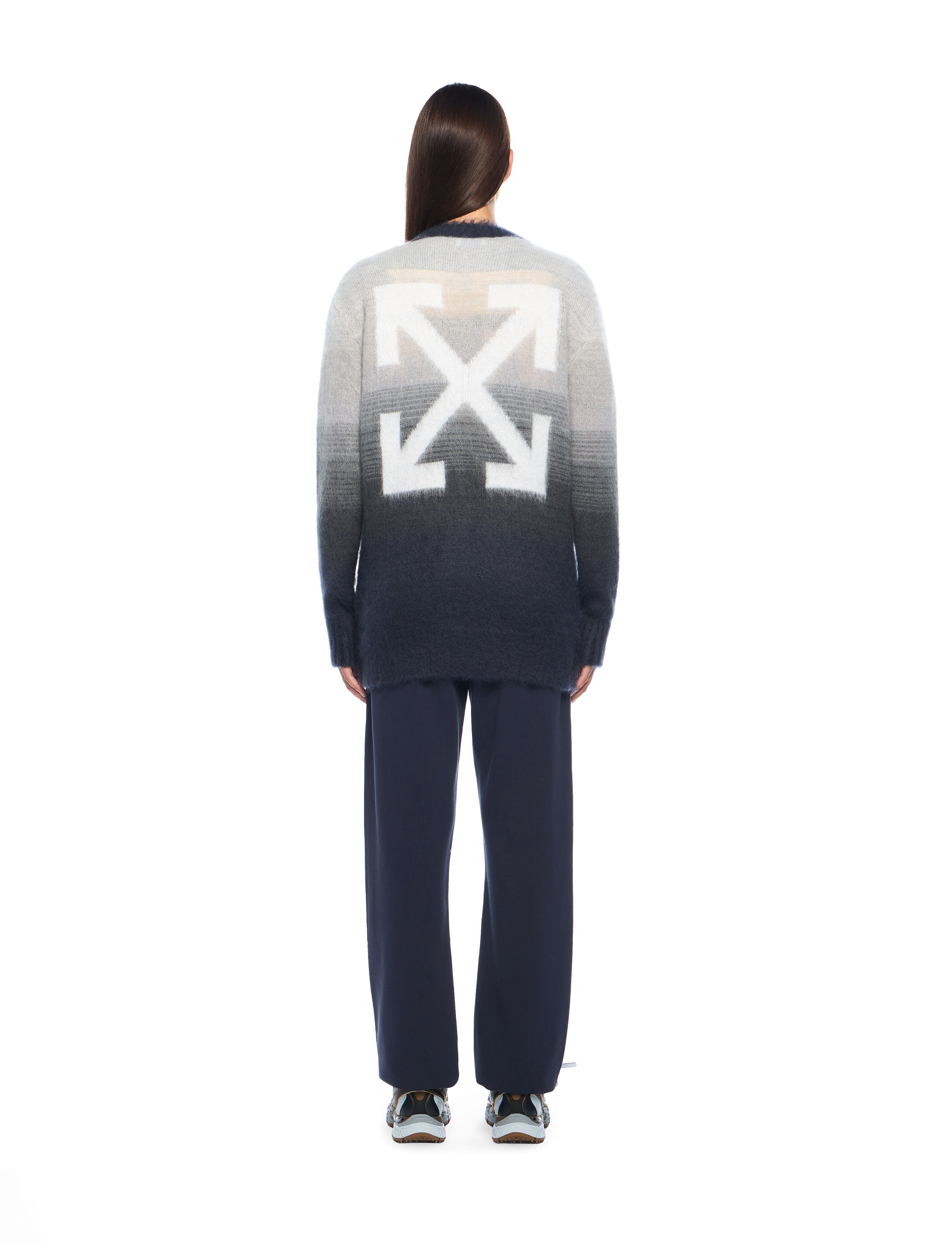 OFF WHITE Mohair Arrow Degrade Cardigan BLACKENED PEARL-WHITE OWHB04KF25KNI001
