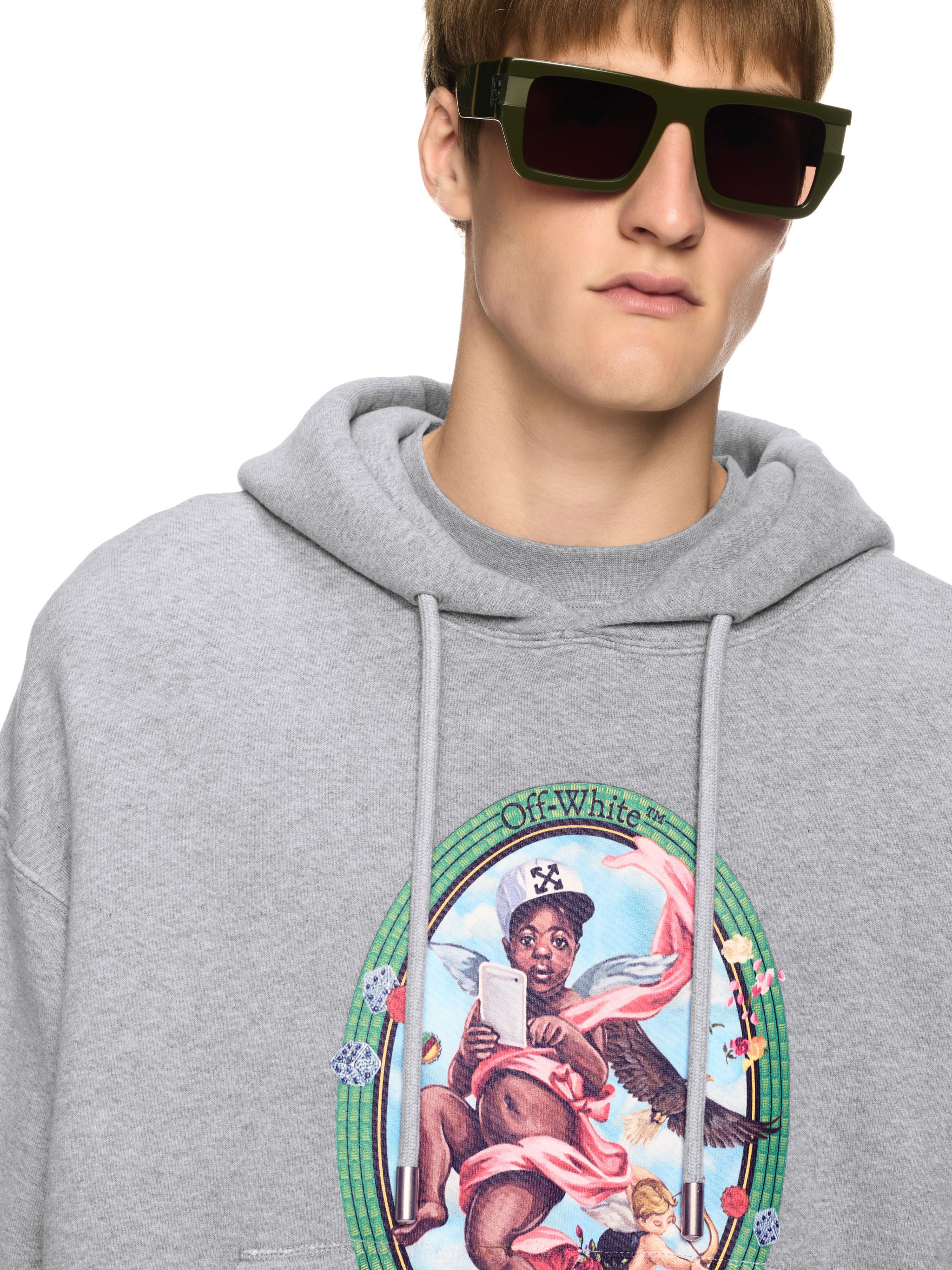 OFF WHITE Gray Fresco Hoodie GREY OMBB085S25FLE003