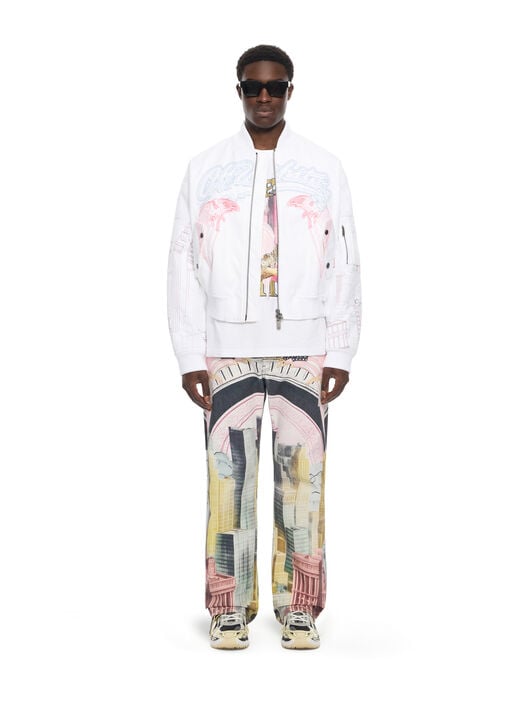 OFF WHITE Skyline Cropped Bomber WHITE 44MEH05ZZ26F003