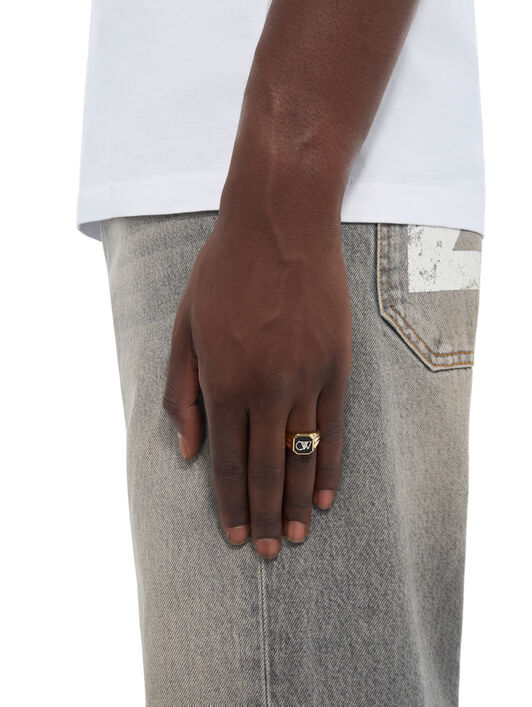 OFF WHITE OW Monogram Signet Ring BLACK RHODIUM C07883