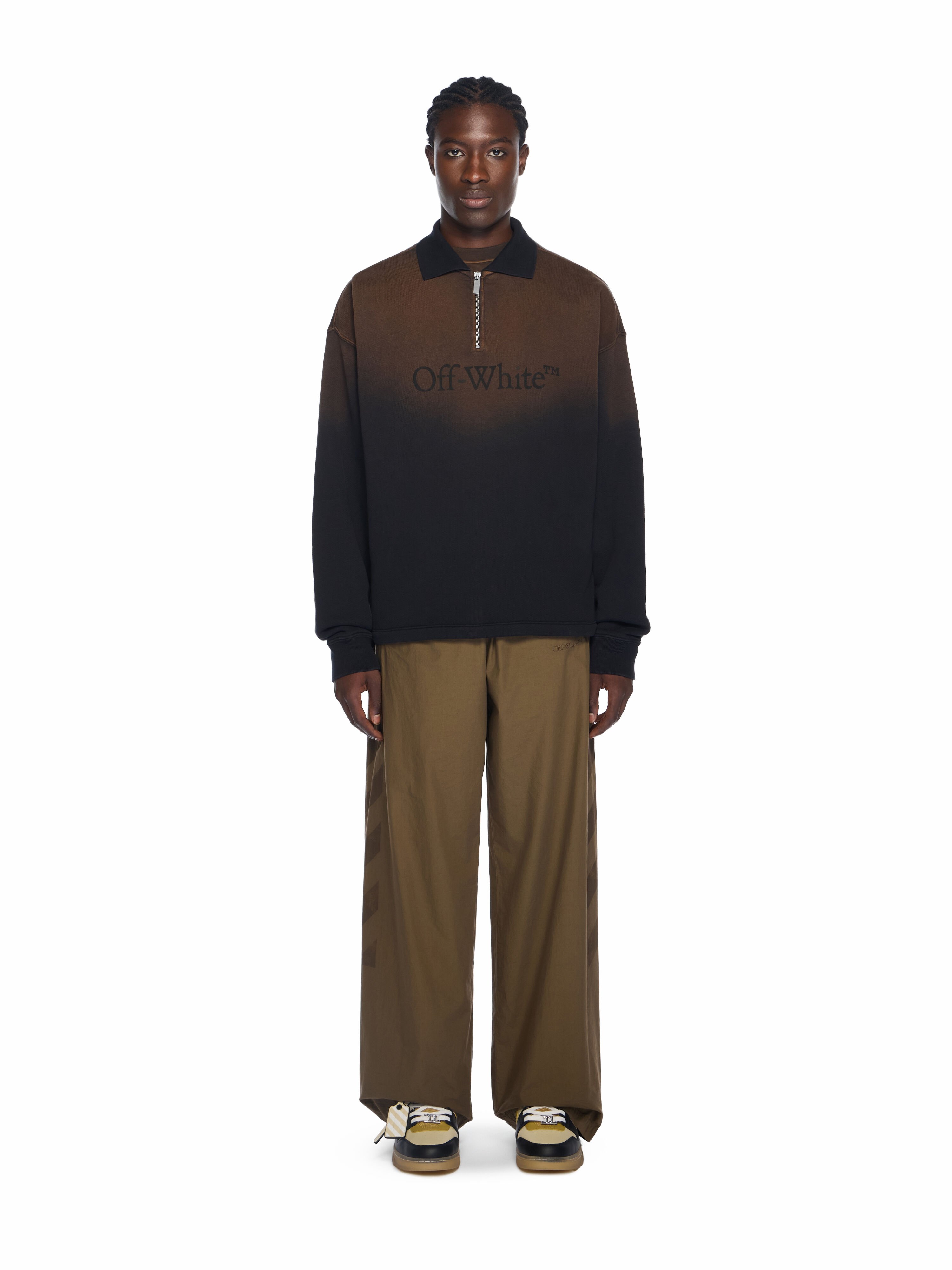 Gradient Fleece Polo Shirt OFF WHITE Gradient Fleece Polo Shirt DIRTY BLACK - DIRTY BLACK OMAD00NF25FLE007