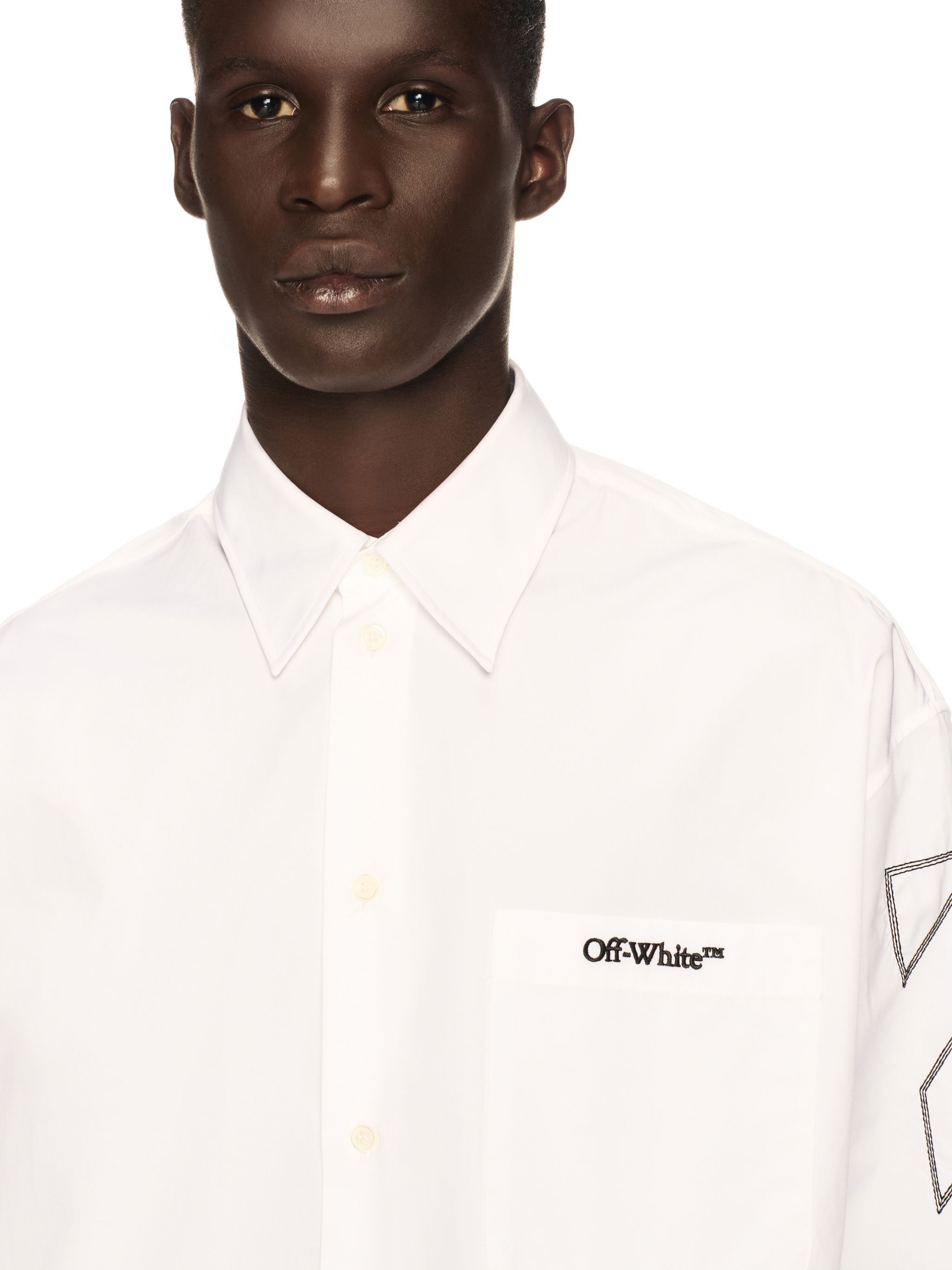 OFF WHITE White Diagonal Outline Overshirt WHITE OMGE004S25FAB002