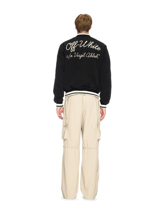 OFF WHITE Black Script Souvenir Varsity Jacket BLACK OMEH05FC99FAB001