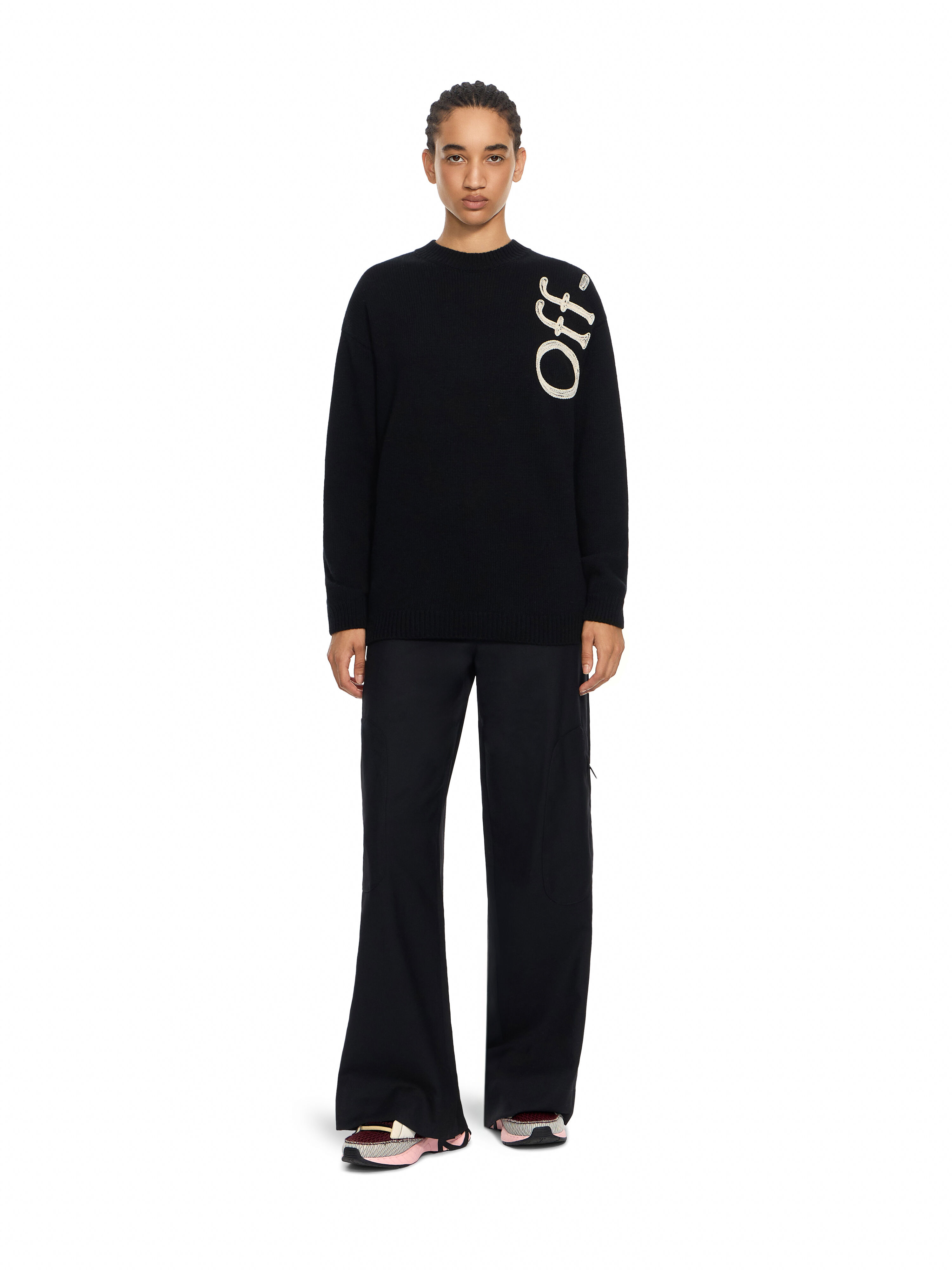 Vertical Bookish Logo Knit Crewneck OFF WHITE Vertical Bookish Logo Knit Crewneck Black Ivory 2FE00534T