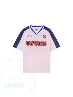 OFF WHITE Soccer Track Logo T-Shirt SOFT PINK - RED OGAA01CF25JER001