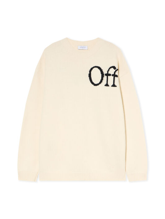 OFF WHITE Bookish Knit Crewneck Sweater CREAM - BLACK OMHE20QF25KNI001
