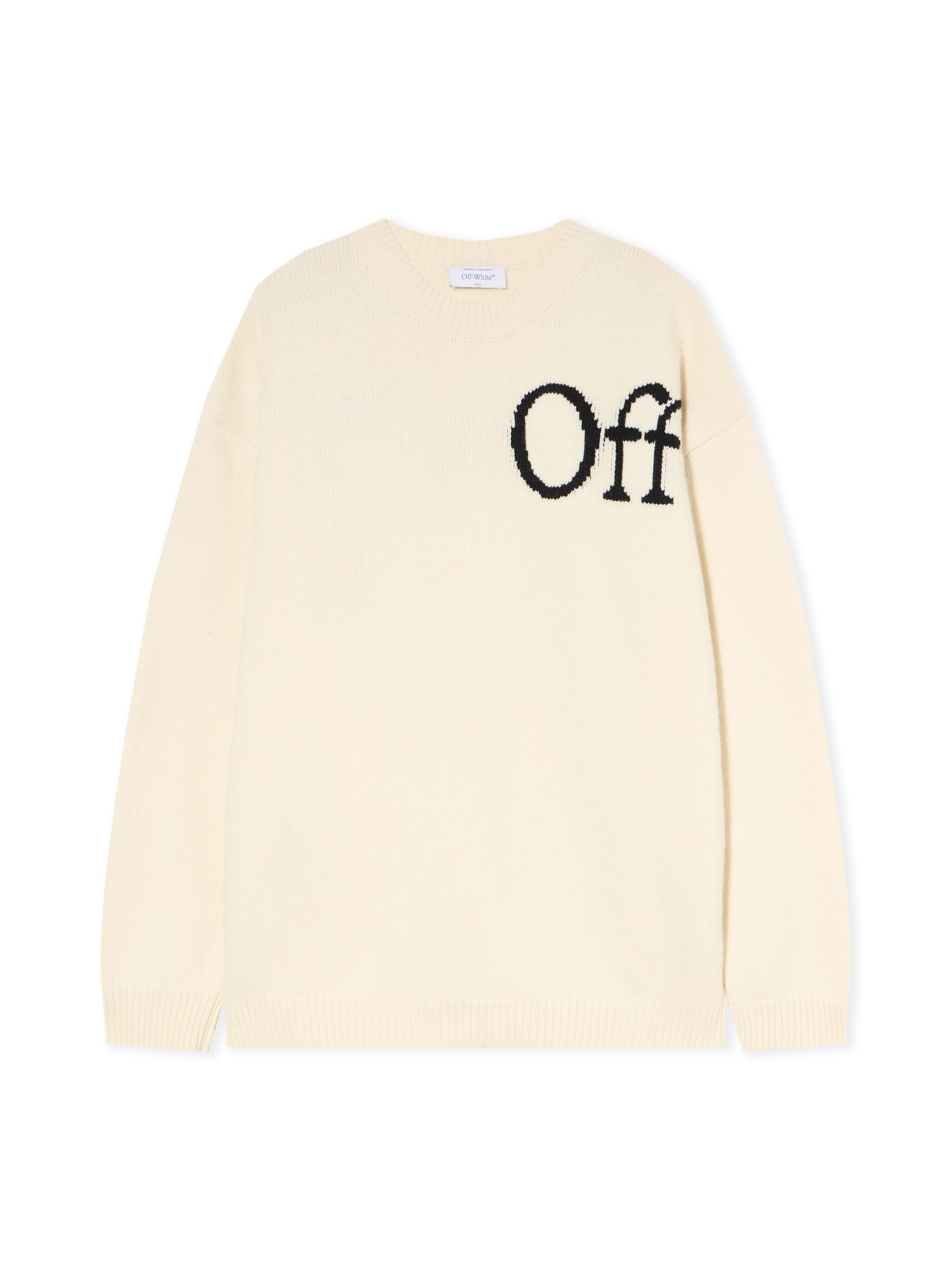 OFF WHITE Bookish Knit Crewneck Sweater CREAM - BLACK OMHE20QF25KNI001
