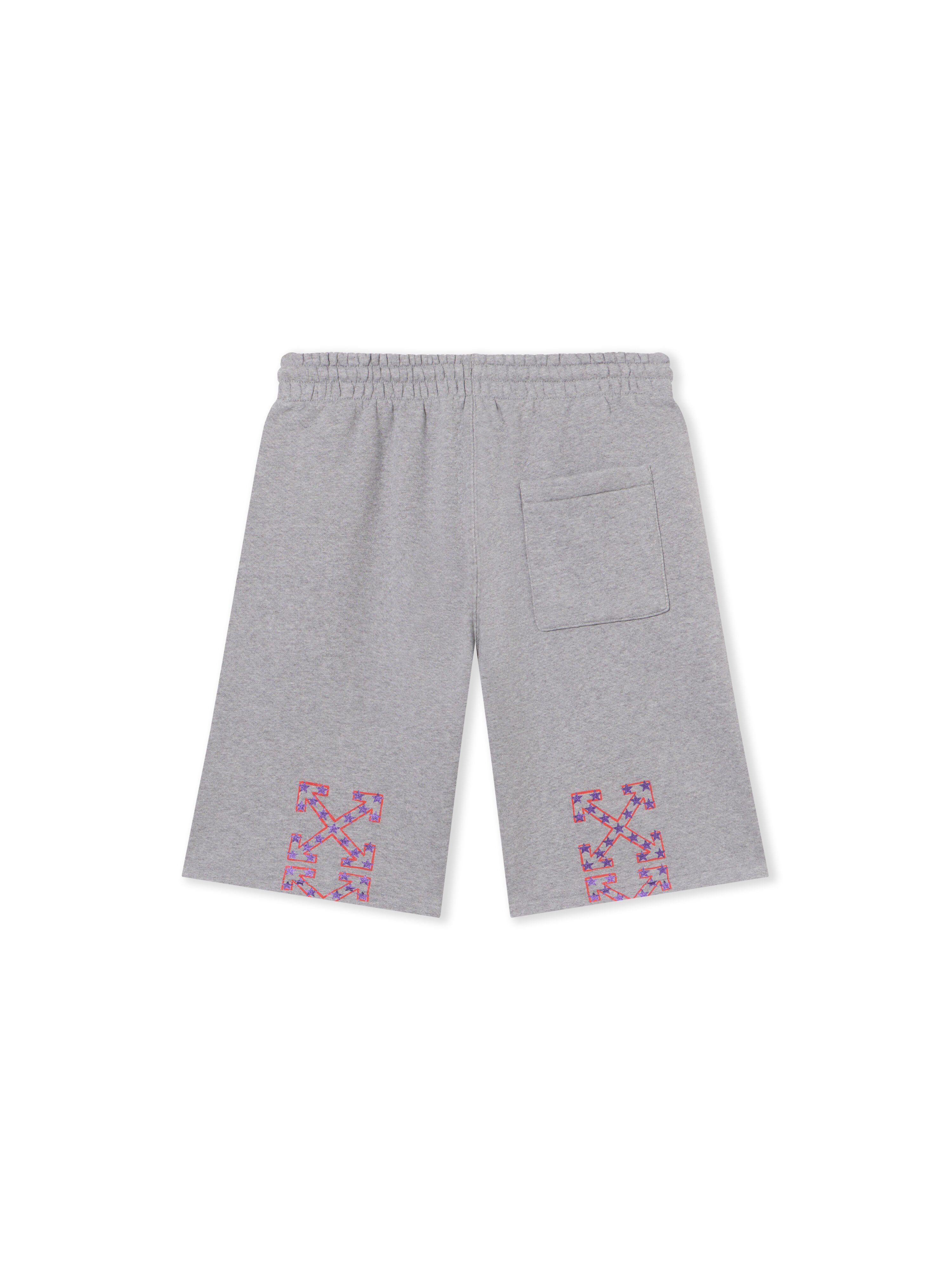 OFF WHITE Star Arrow Skate Sweatshorts GREY MELANGE - SPICY ORANGE OMCI013S25FLE001