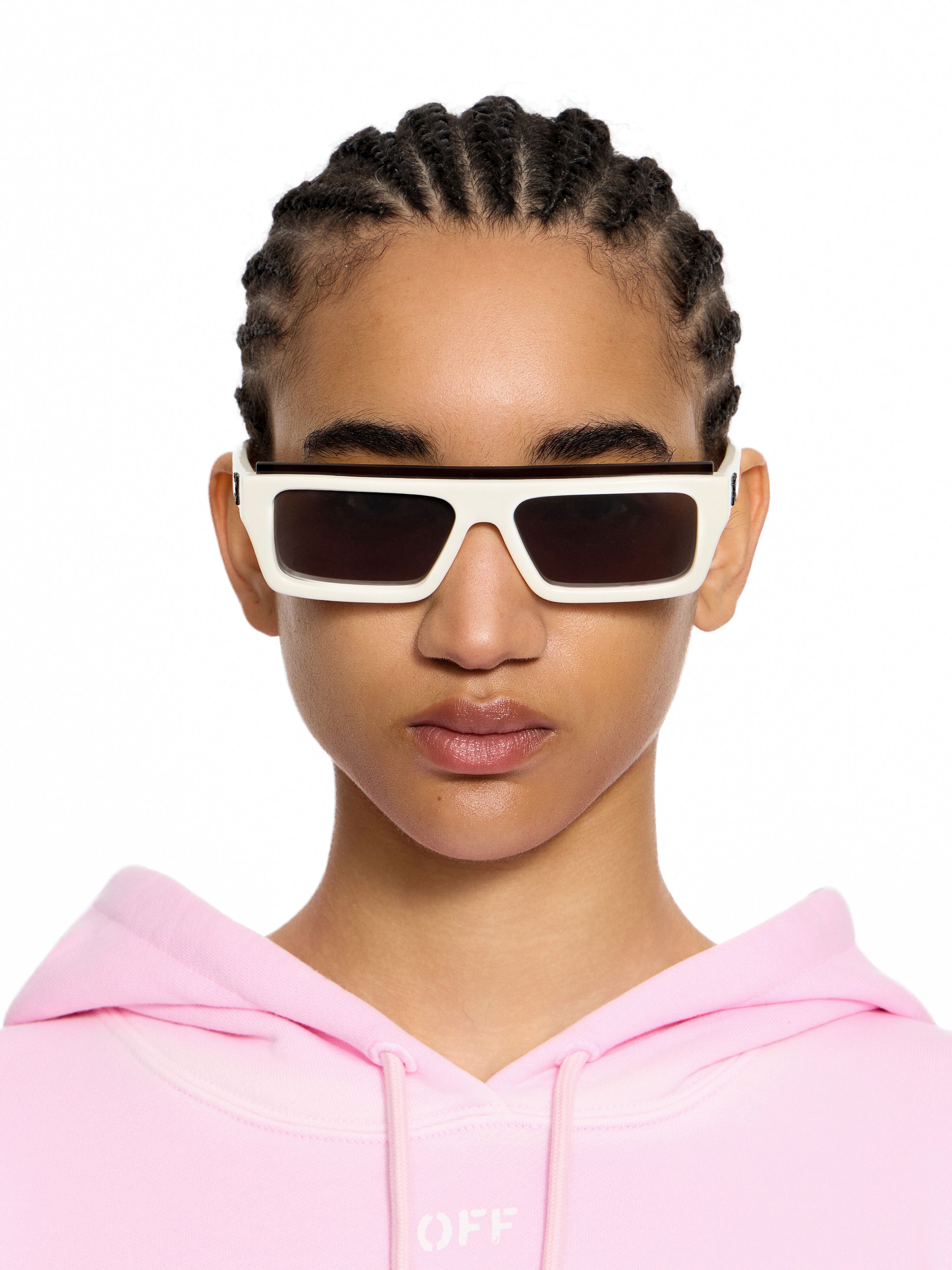 OFF WHITE Elizabeth S Dark Grey Lens Sunglasses Shiny Black OW10480107137