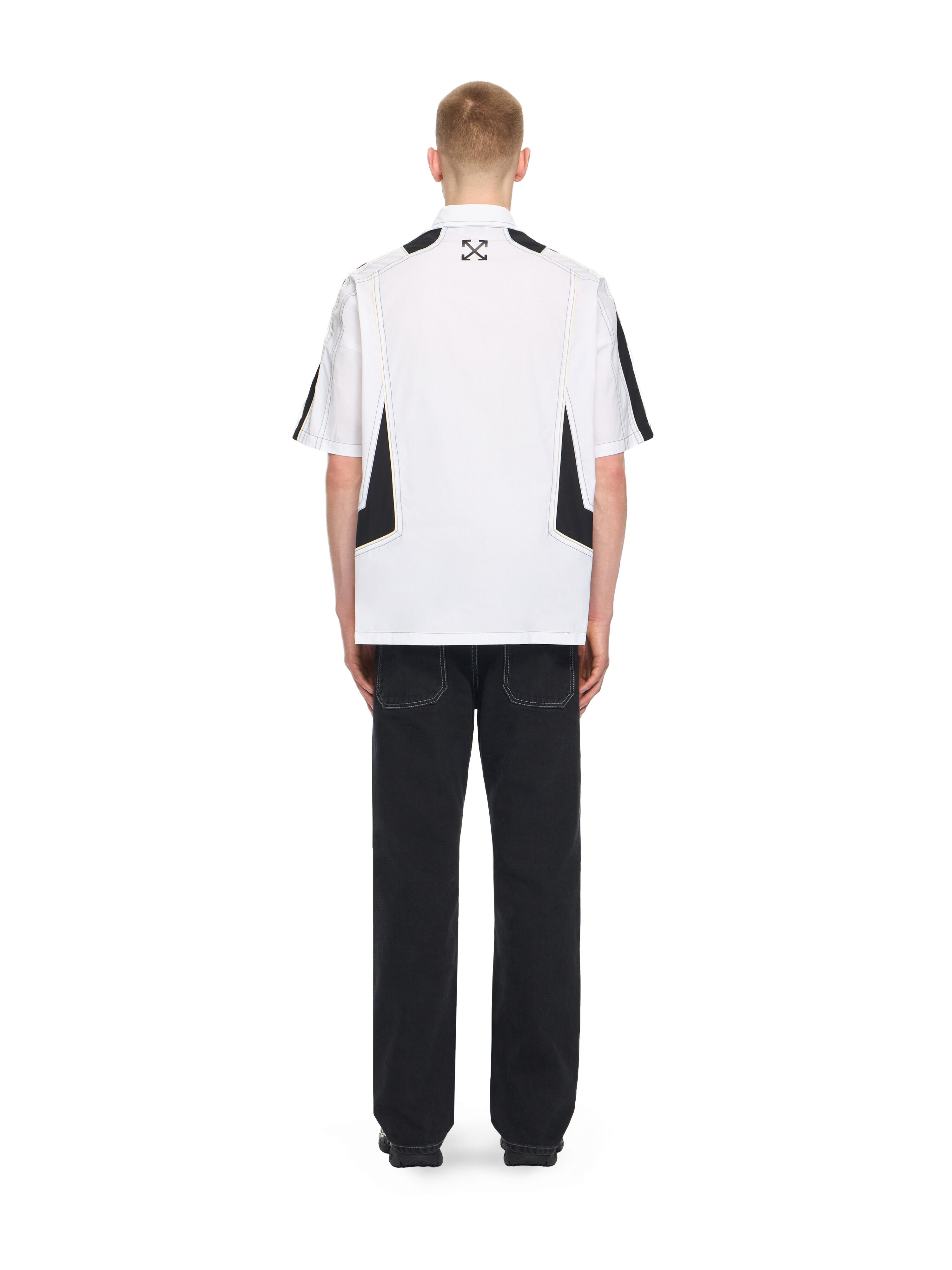 OFF WHITE Race Logo Star Bowling Shirt WHITE 44XGG01HS26F001