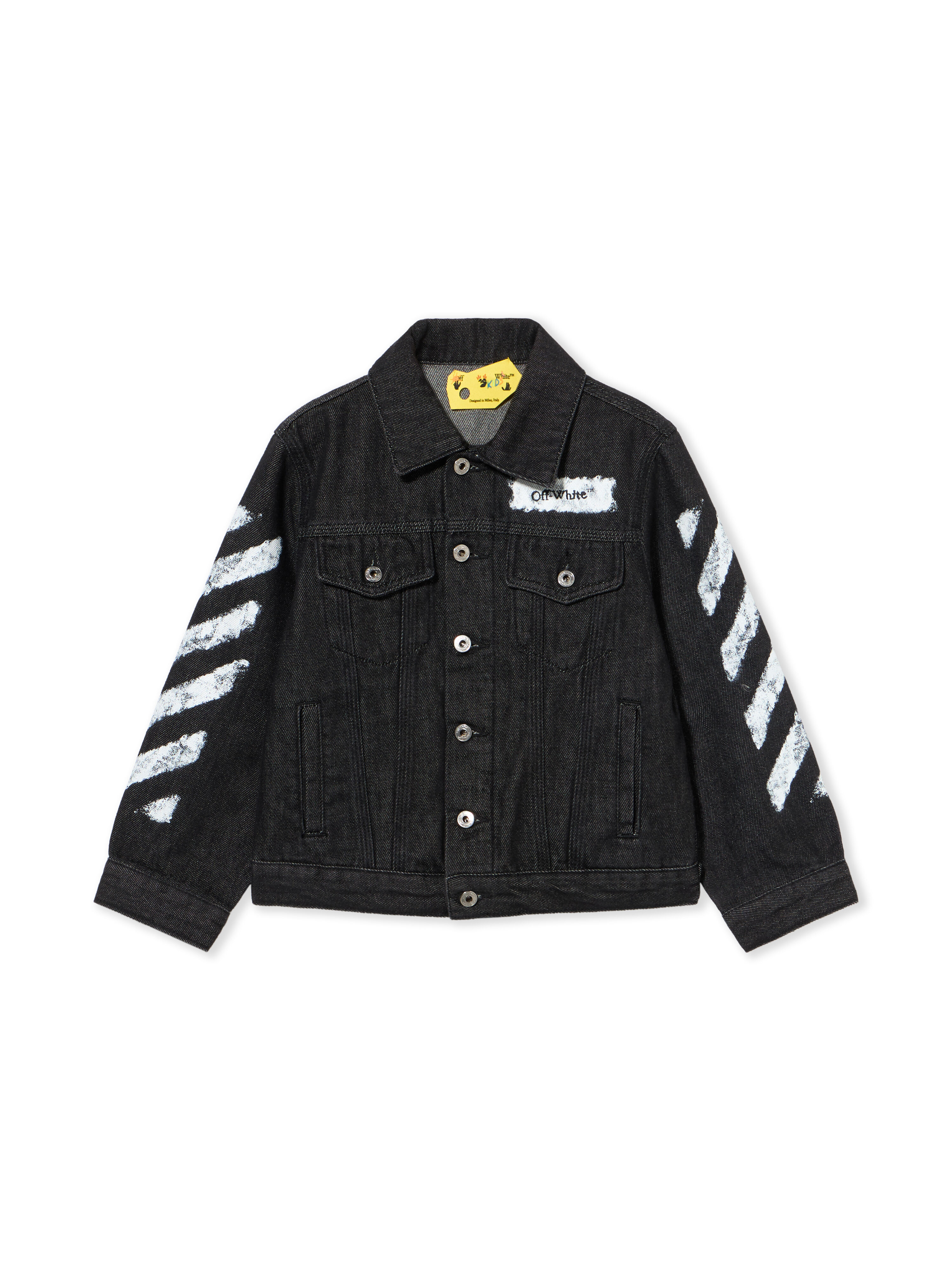 OFF WHITE Diagonal Sponge Denim Jacket BLACK - WHITE OBYE001F25DEN001