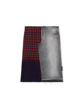 OFF WHITE Check Flannel Denim Skirt BLEACH BLACK-TABACCO OWYF02FF25DEN001