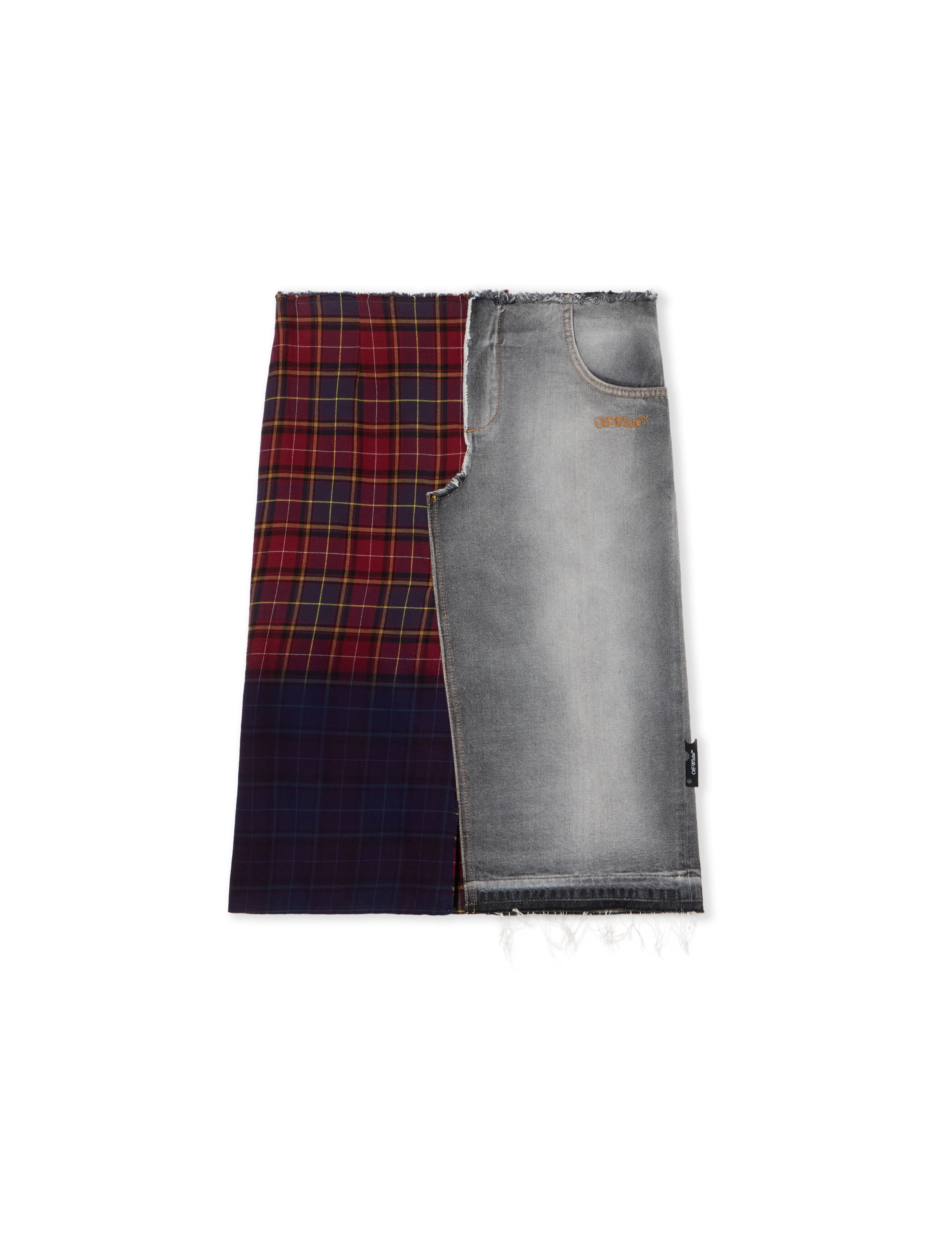 OFF WHITE Check Flannel Denim Skirt BLEACH BLACK-TABACCO OWYF02FF25DEN001