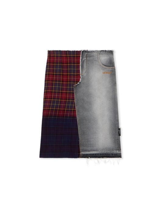 Check Flannel Denim Skirt OFF WHITE Check Flannel Denim Skirt BLEACH BLACK-TABACCO OWYF02FF25DEN001