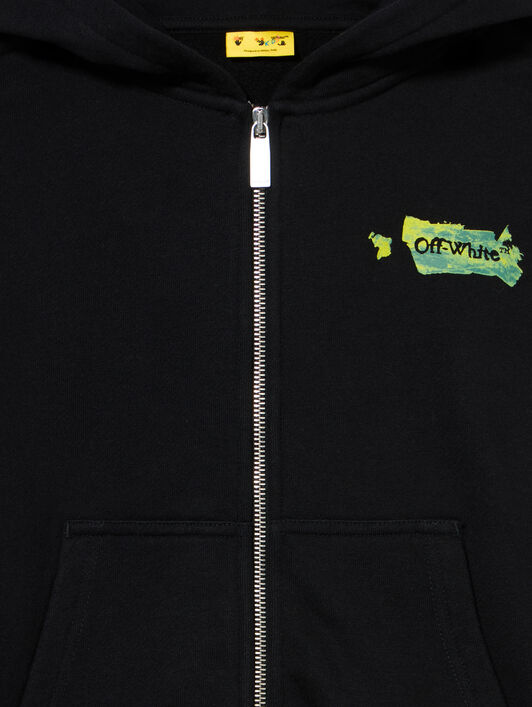OFF WHITE Arrow Acrylic Zip Hoodie BLACK - TEAL OBBE001F25FLE002