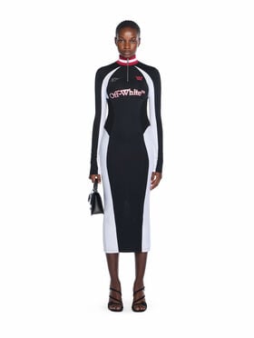 OFF WHITE Tech Jersey Midi Dress BLACK - WHITE OWDB558F25JER001