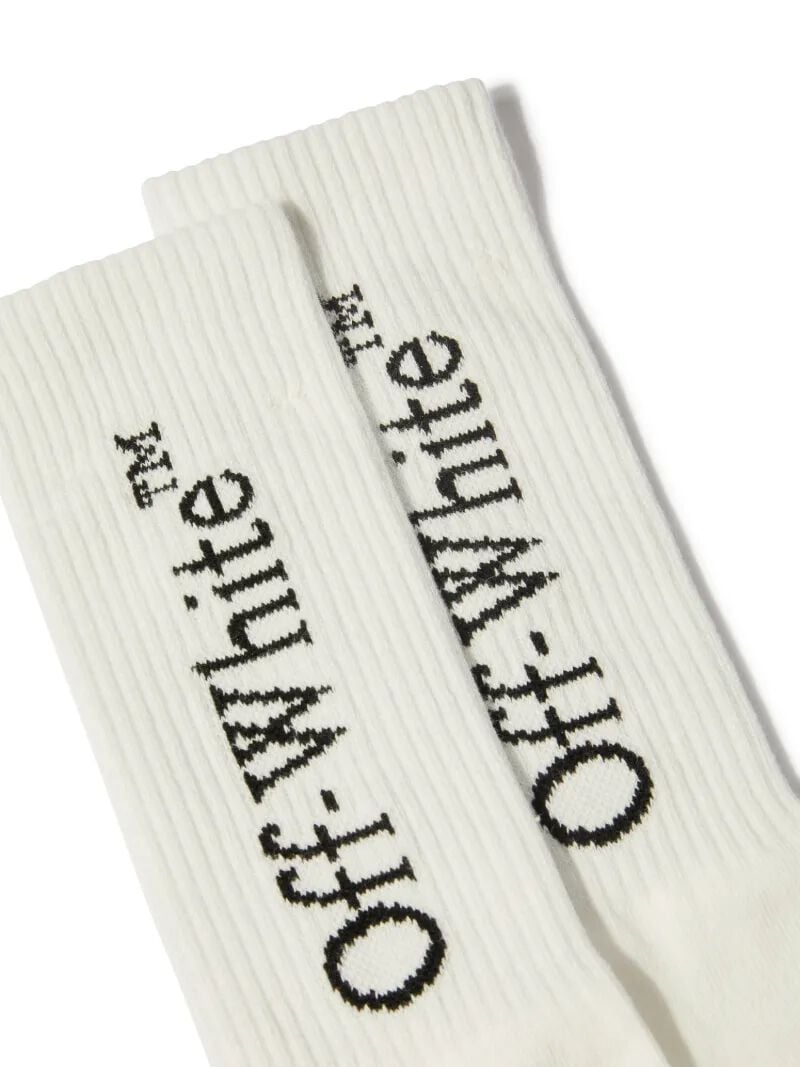 OFF WHITE Bookish Lange Socken WEISS OBRA003S25KNI001