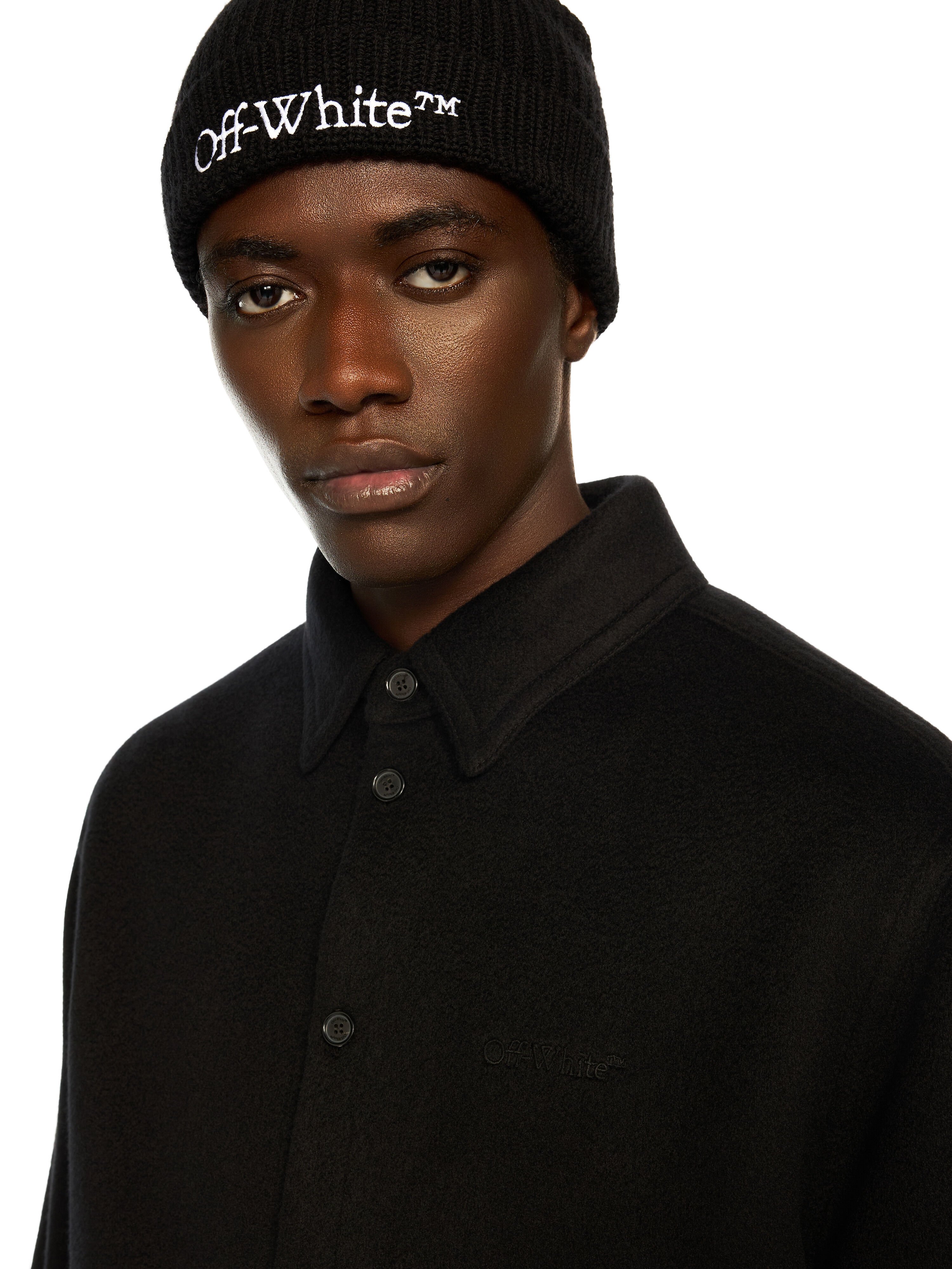 OFF WHITE Quote Military Overshirt BLACK - BLACK OMES01CF25FAB001