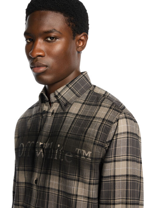 OFF WHITE Spray Book Check Flannel Shirt DARK GREY - BLACK OMGE04MF25FAB003