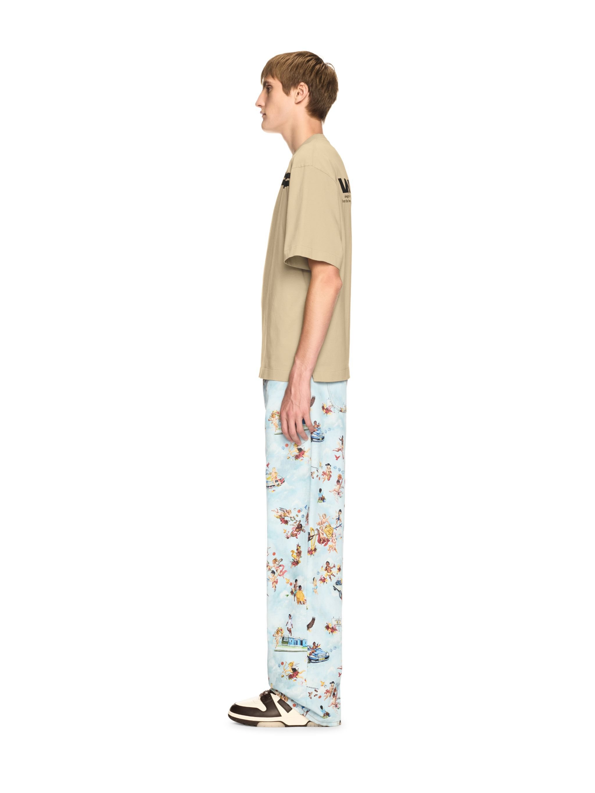 OFF WHITE Beiges Asymmetrisches T-Shirt NEUTRAL OMAA120S25JER00B